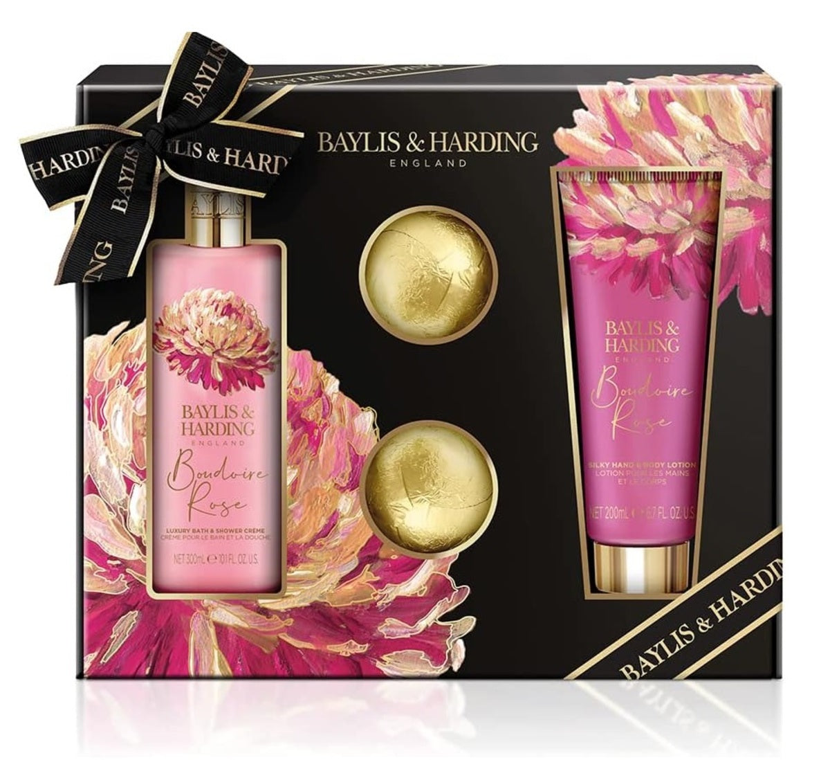 Bath & Body Set-Baylis & Harding-Boudoire Rose 4-Piece Gift Set-U