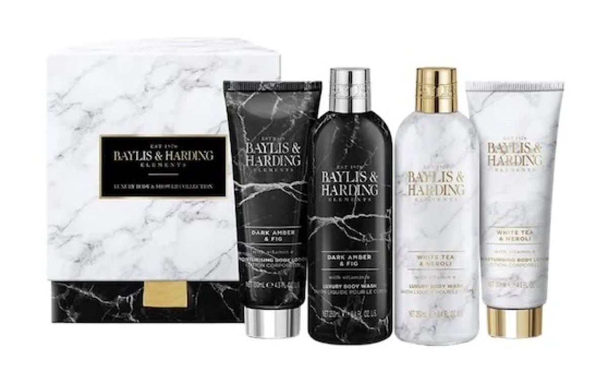 Bath & Body Set-Baylis & Harding-Elements Black Marble Gift Set-U