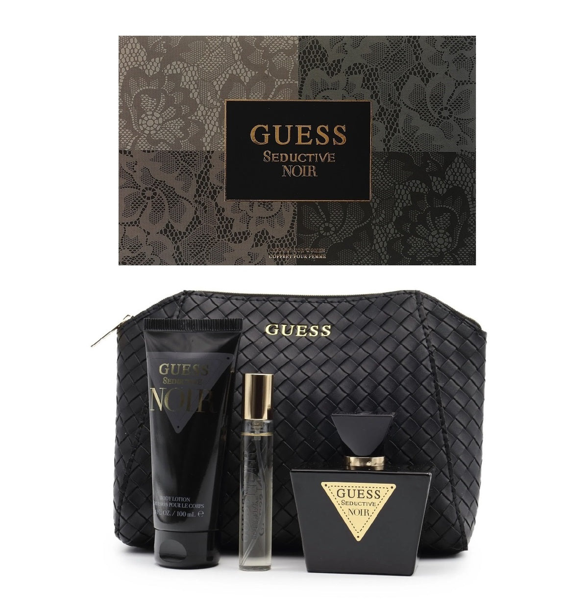 Perfume Set-Guess-Seductive Noir Pouch Gift Set-F