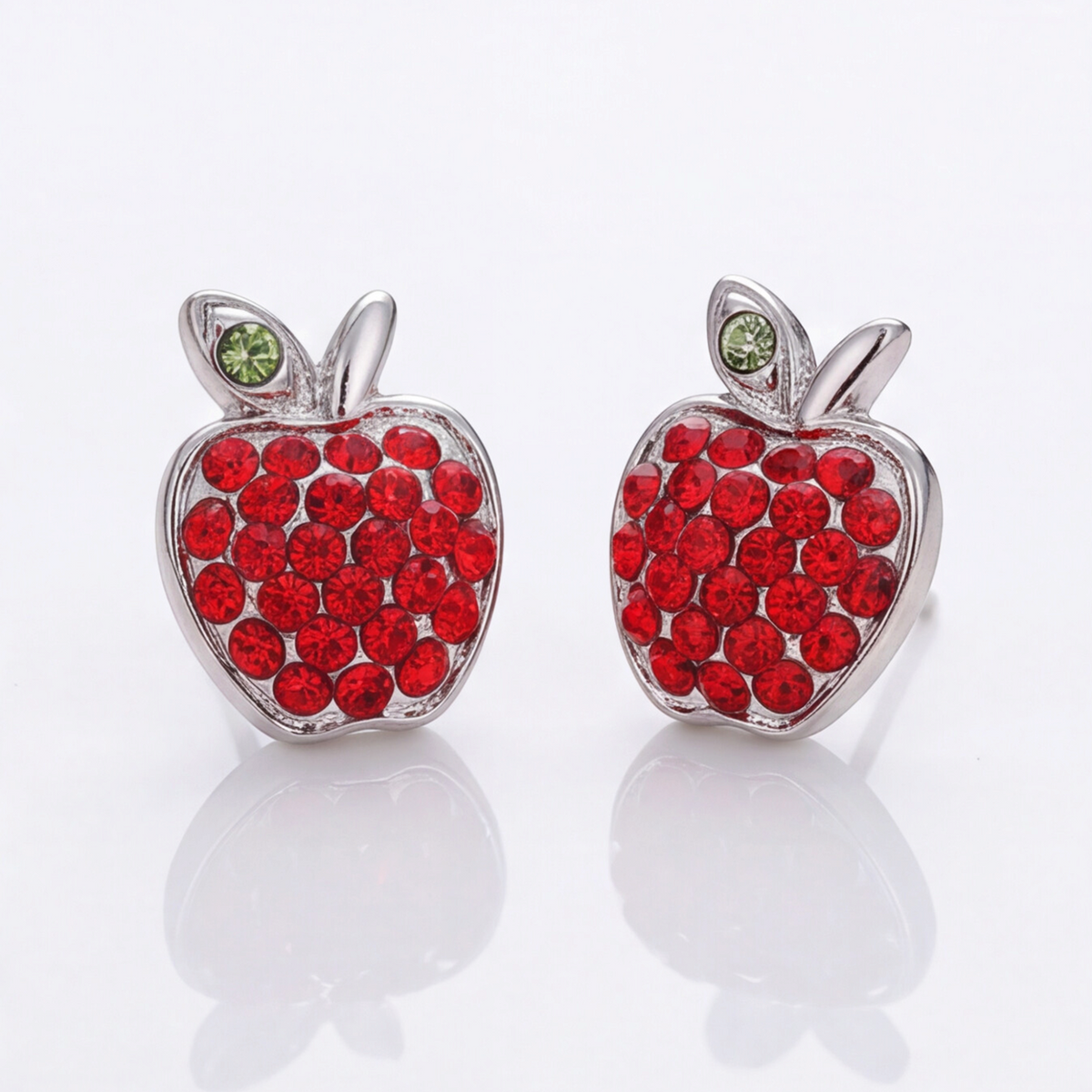 Sterling Silver Red Apple Earring 103