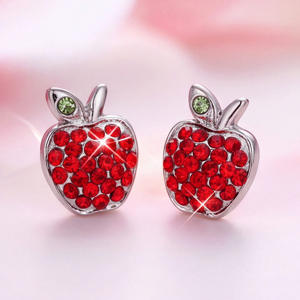 Sterling Silver Red Apple Earring 103