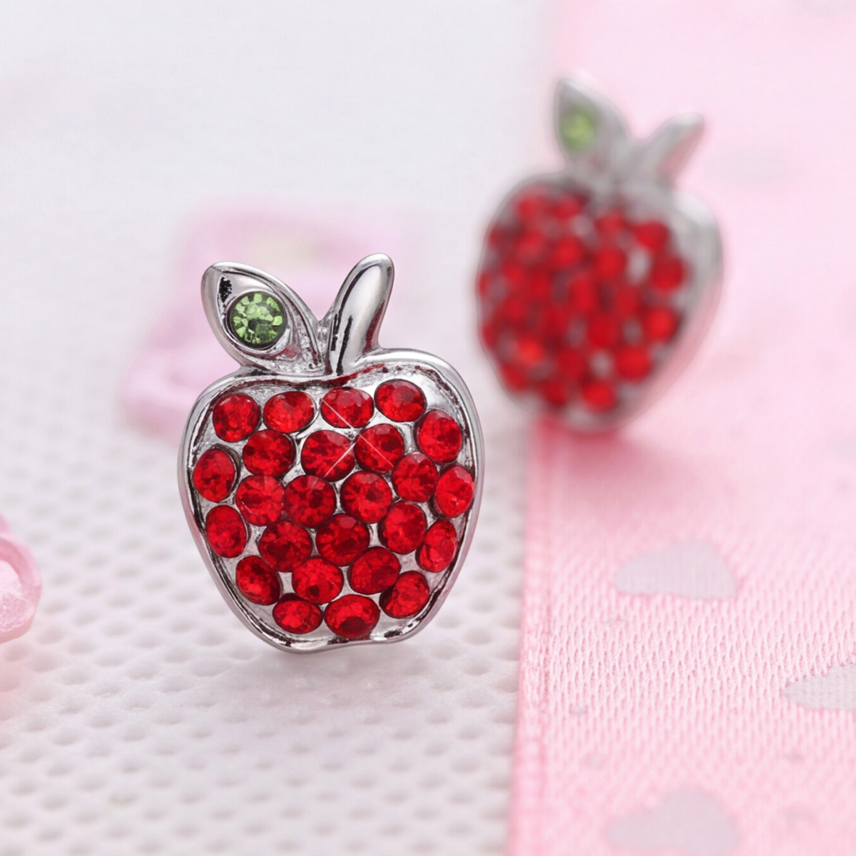 Sterling Silver Red Apple Earring 103