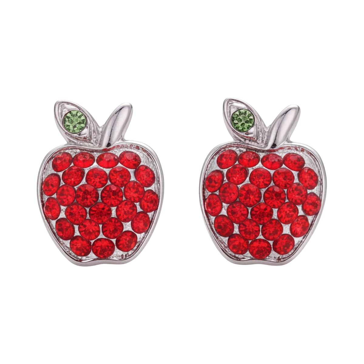Sterling Silver Red Apple Earring 103