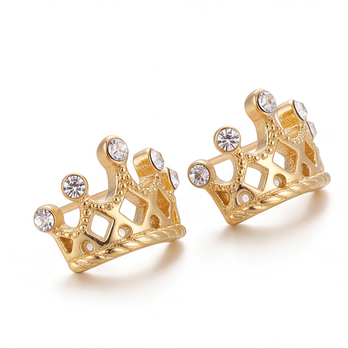 18K Gold Plated Crown Earring 112