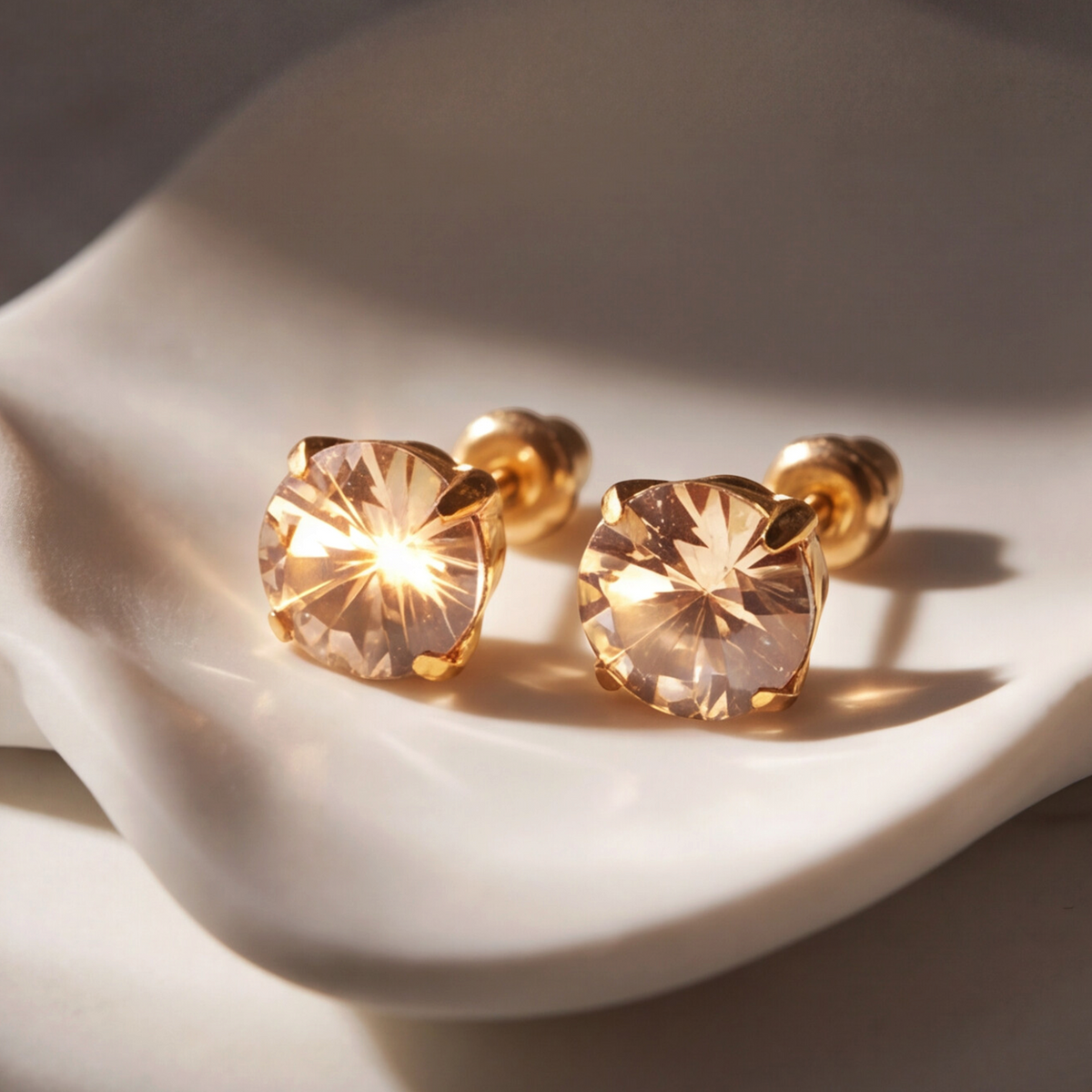 18K Gold Plated Diamond Ring Earring 117