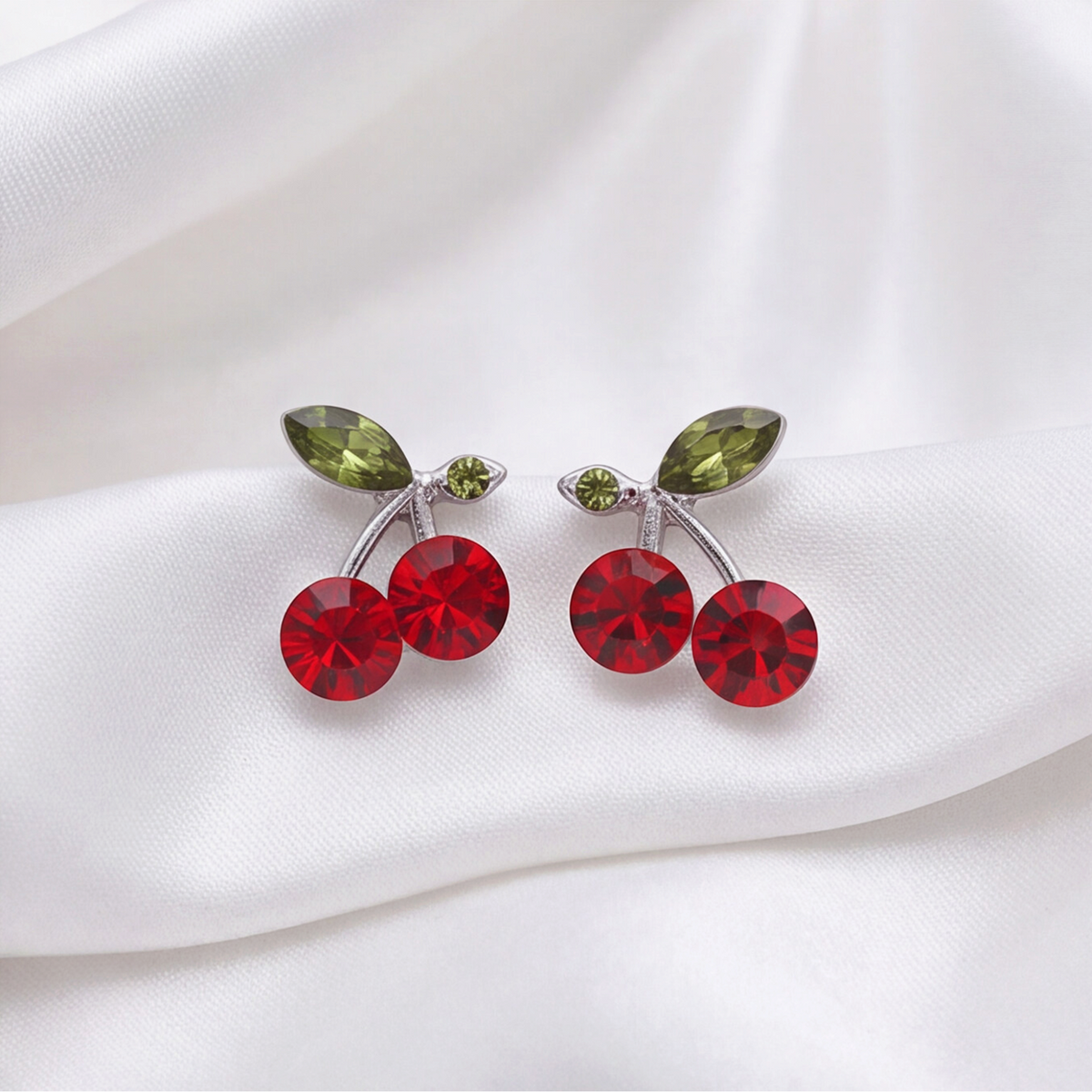 Sterling Silver Red Cherry Earring 119