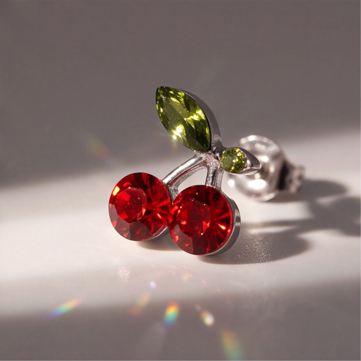 Sterling Silver Red Cherry Earring 119