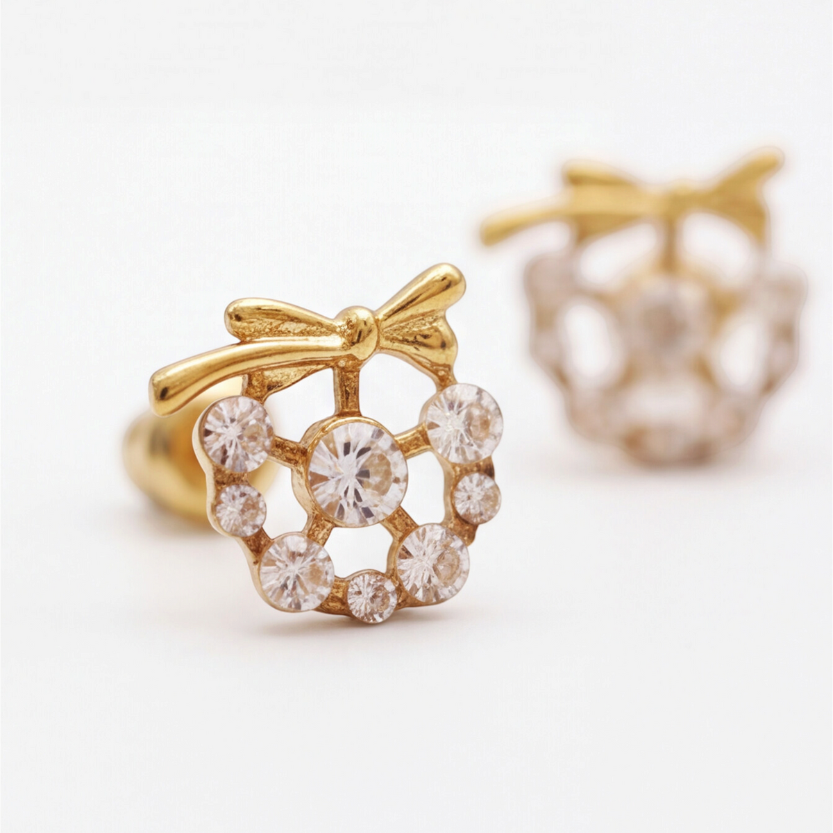 18K Gold Plated Diamond Ring Tie Earring 127