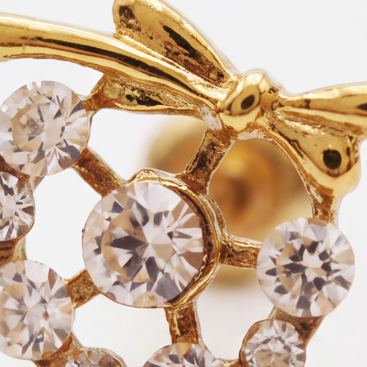 18K Gold Plated Diamond Ring Tie Earring 127