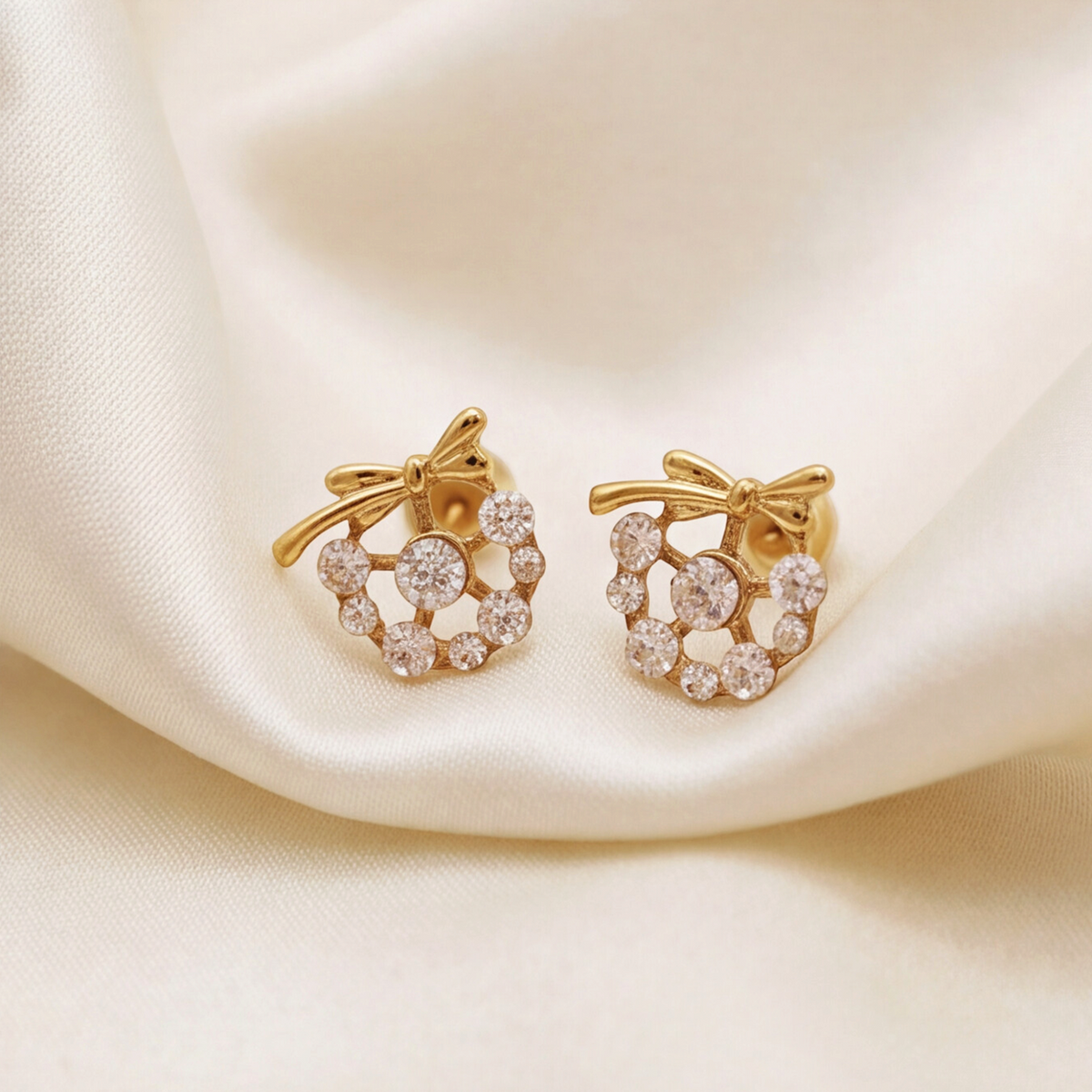 18K Gold Plated Diamond Ring Tie Earring 127