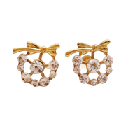 18K Gold Plated Diamond Ring Tie Earring 127