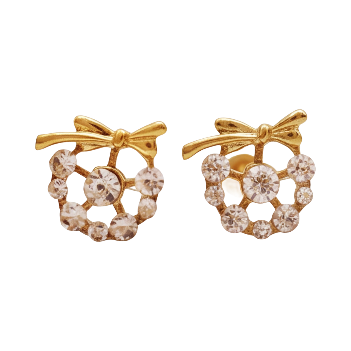 18K Gold Plated Diamond Ring Tie Earring 127