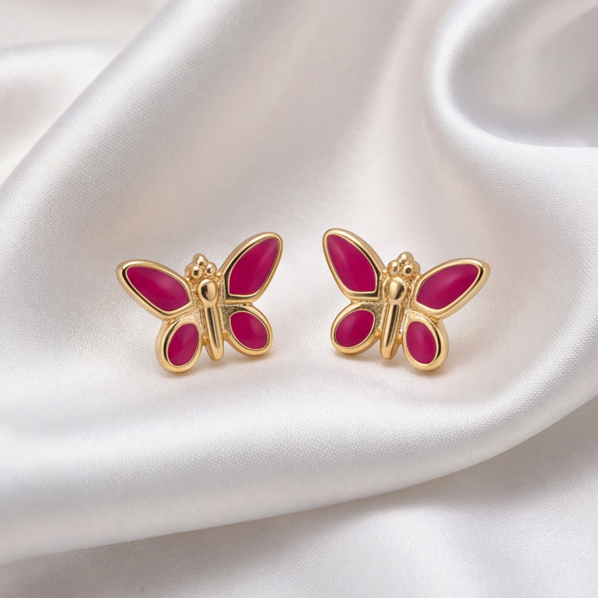 18K Gold Plated Pink Butterfly Earring 138