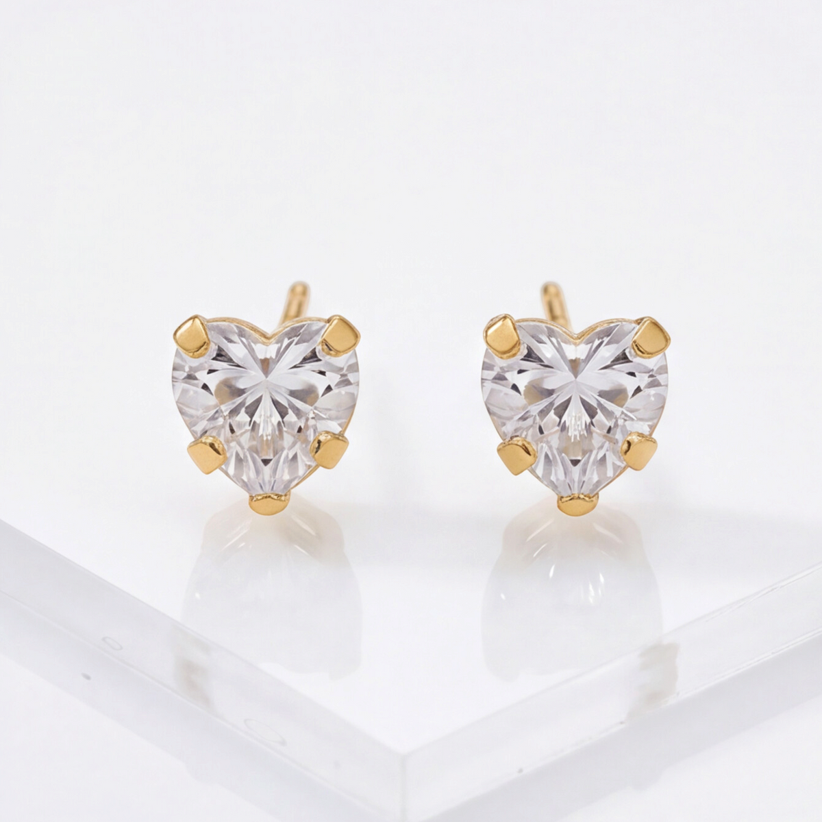 18K Gold Plated Big Heart Diamond Earring 140