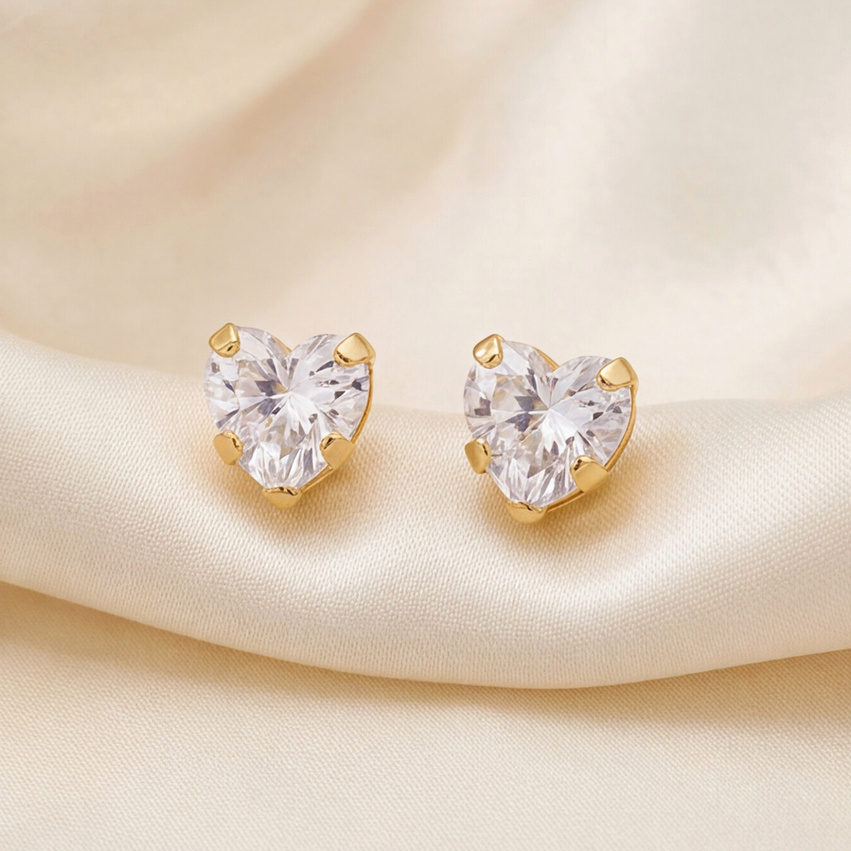 18K Gold Plated Big Heart Diamond Earring 140