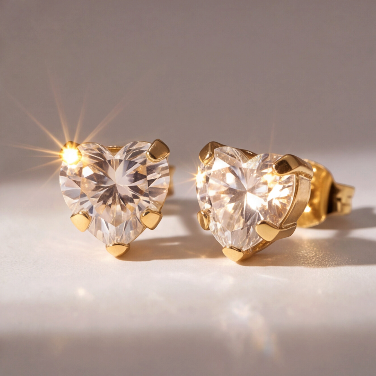 18K Gold Plated Big Heart Diamond Earring 140