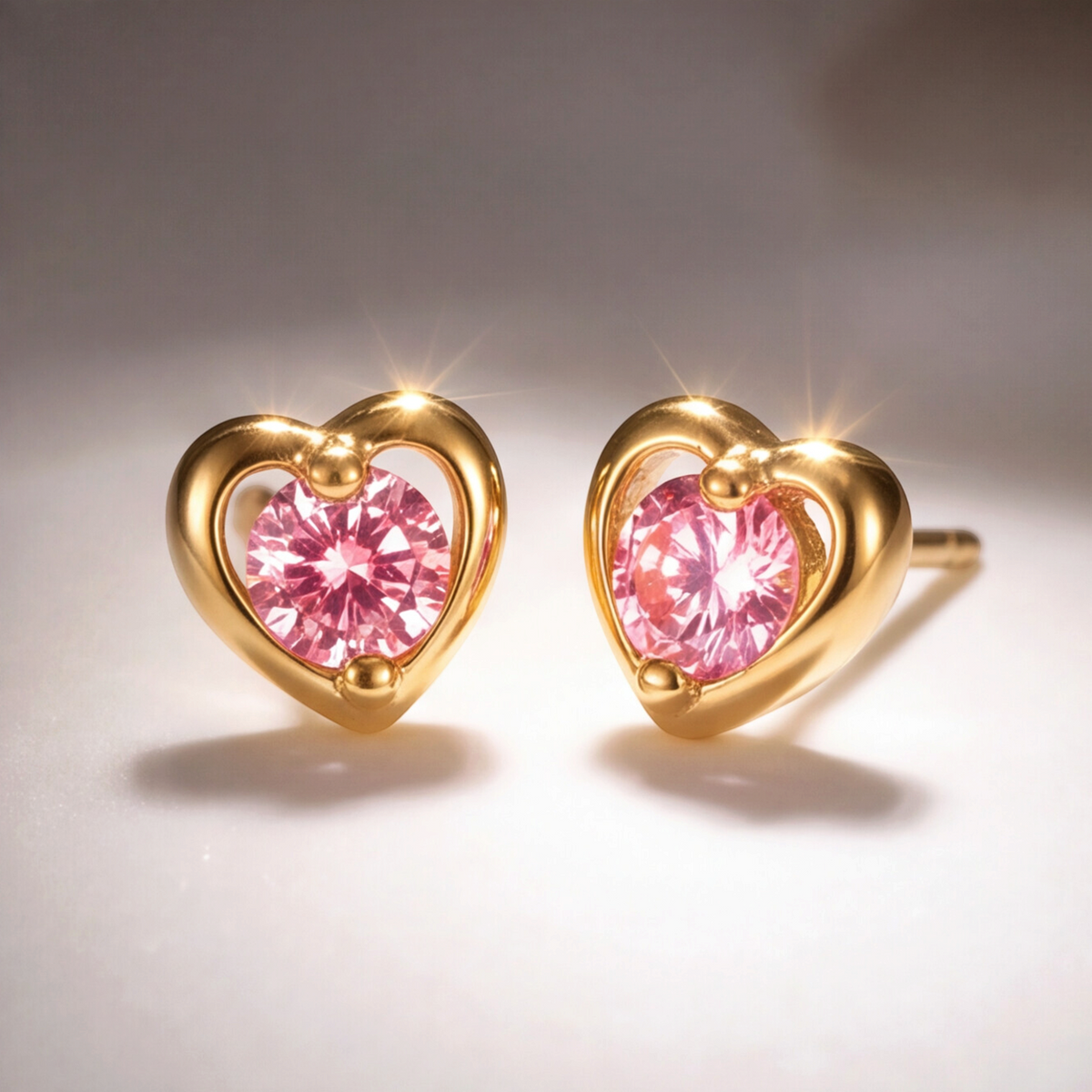 18K Gold Plated Heart Diamond Earring 141