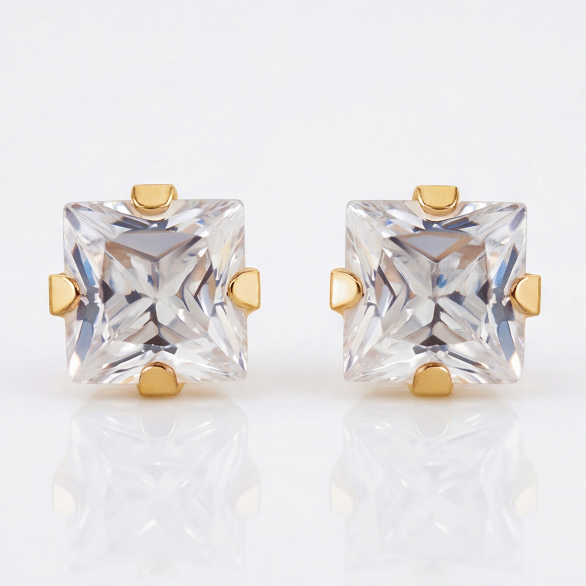 18K Gold Plated Big Square Diamond Earring 146