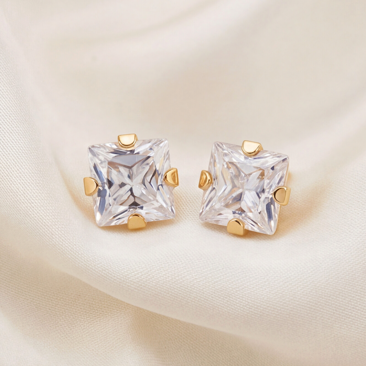 18K Gold Plated Big Square Diamond Earring 146