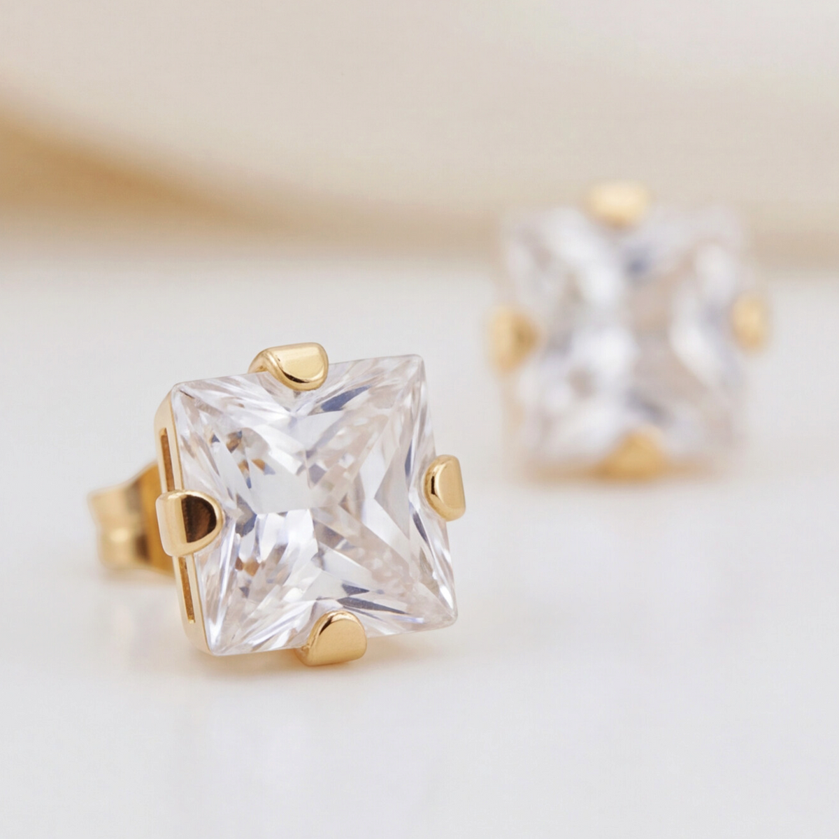 18K Gold Plated Big Square Diamond Earring 146