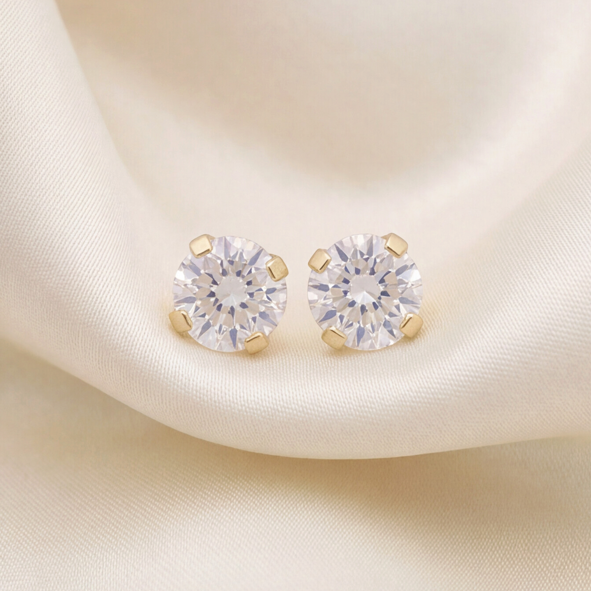 18K Gold Plated White Big Diamond Earring 147