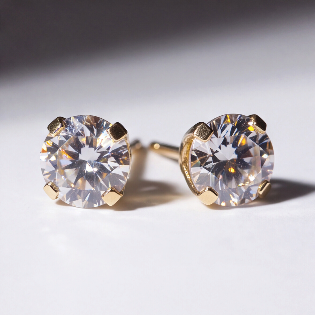18K Gold Plated White Big Diamond Earring 147