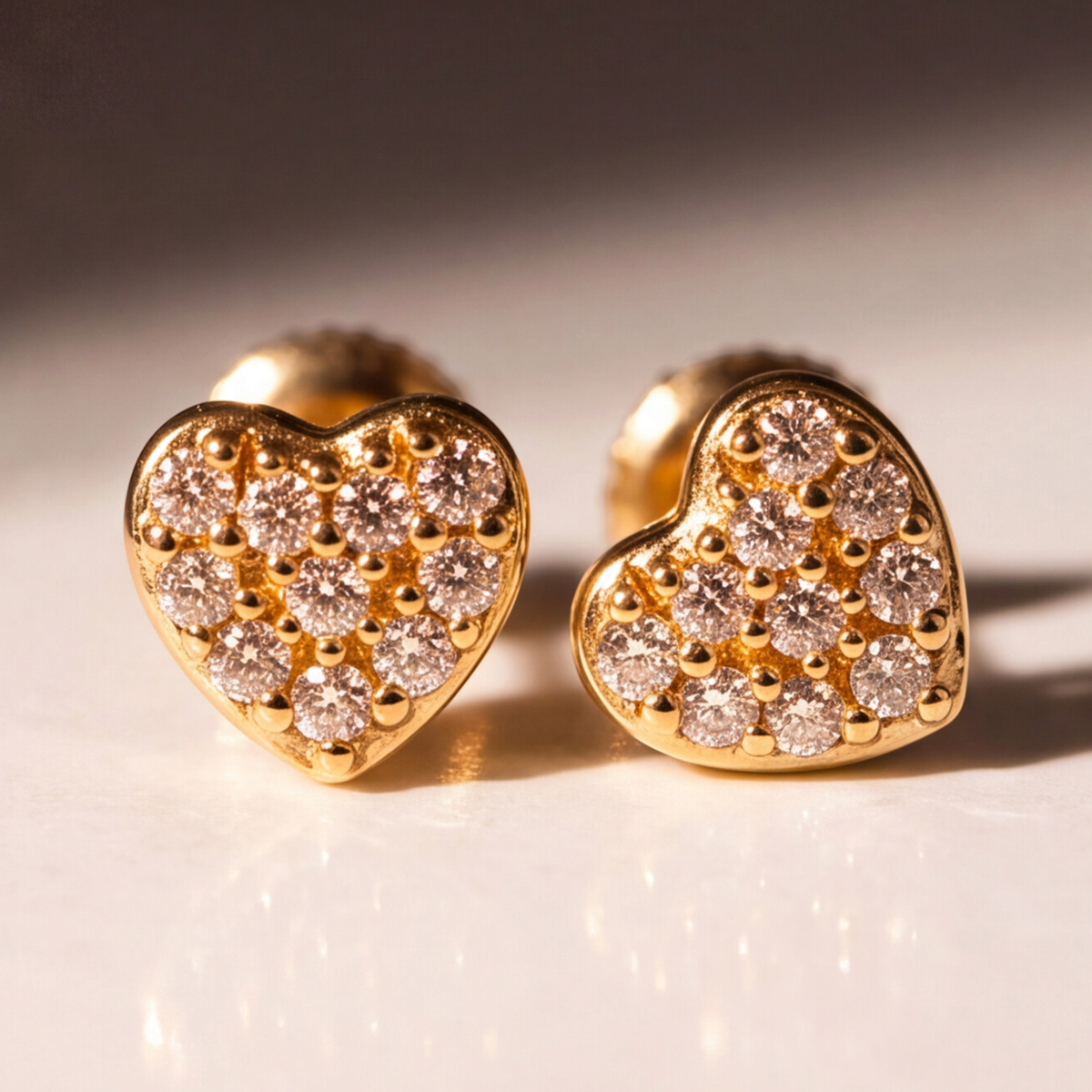 18K Gold Plated Heart Diamond Earring 151