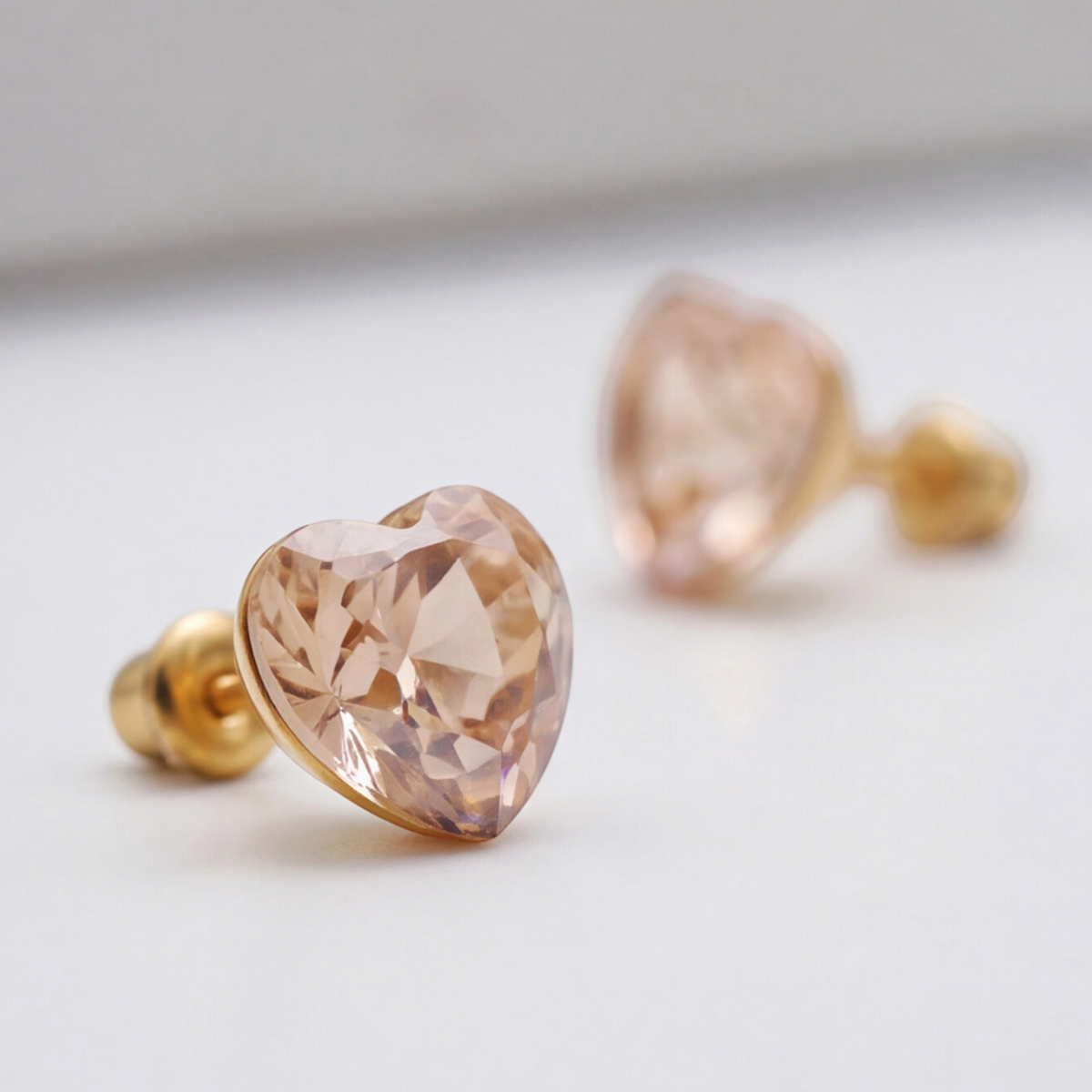 18K Gold Plated Heart Diamond Earring 154