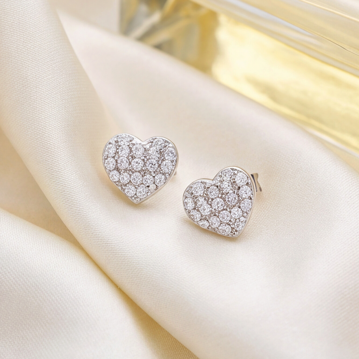 Sterling Silver Diamond Heart Earring 159