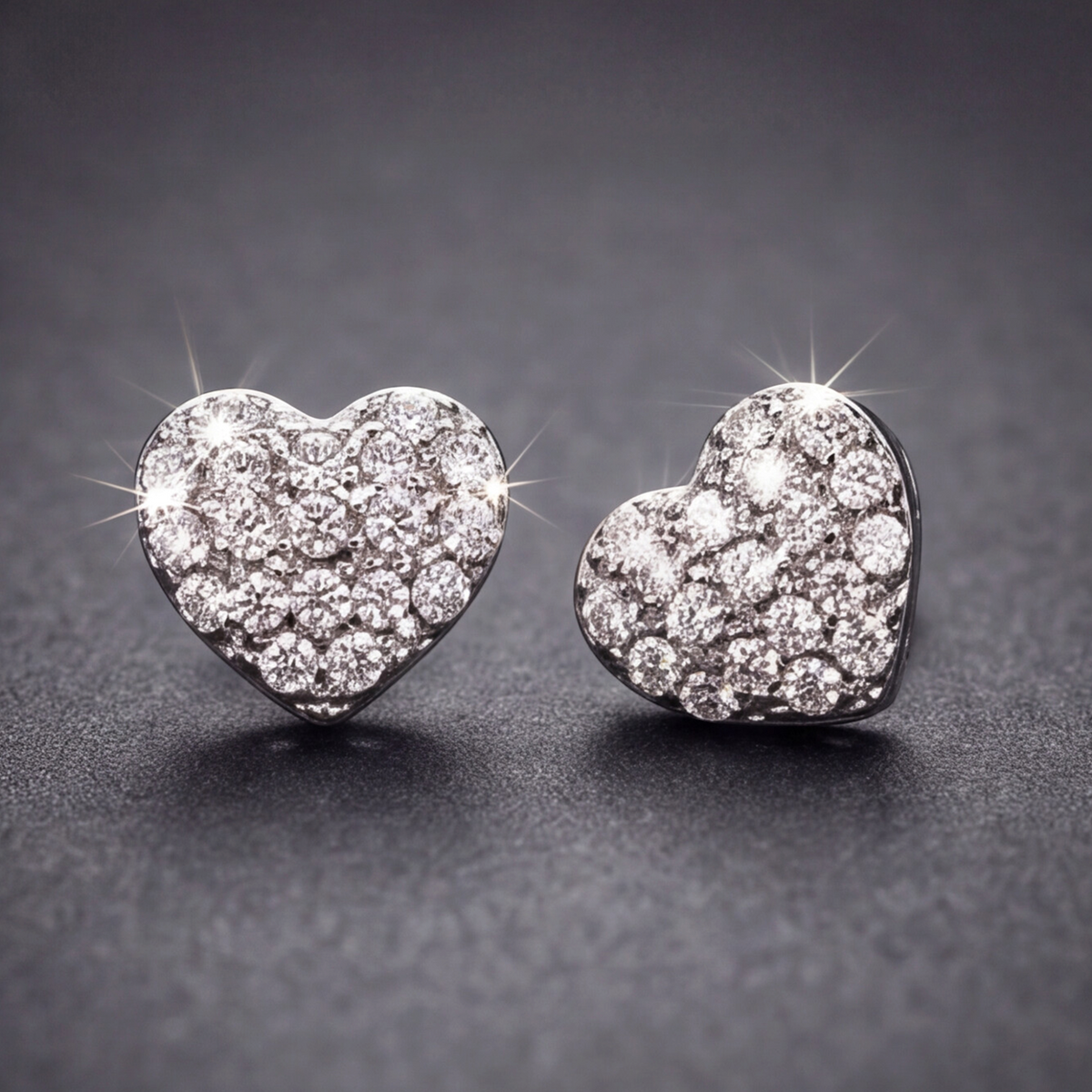 Sterling Silver Diamond Heart Earring 159