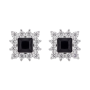 18K Gold Plated Square Black Diamond Earring 163