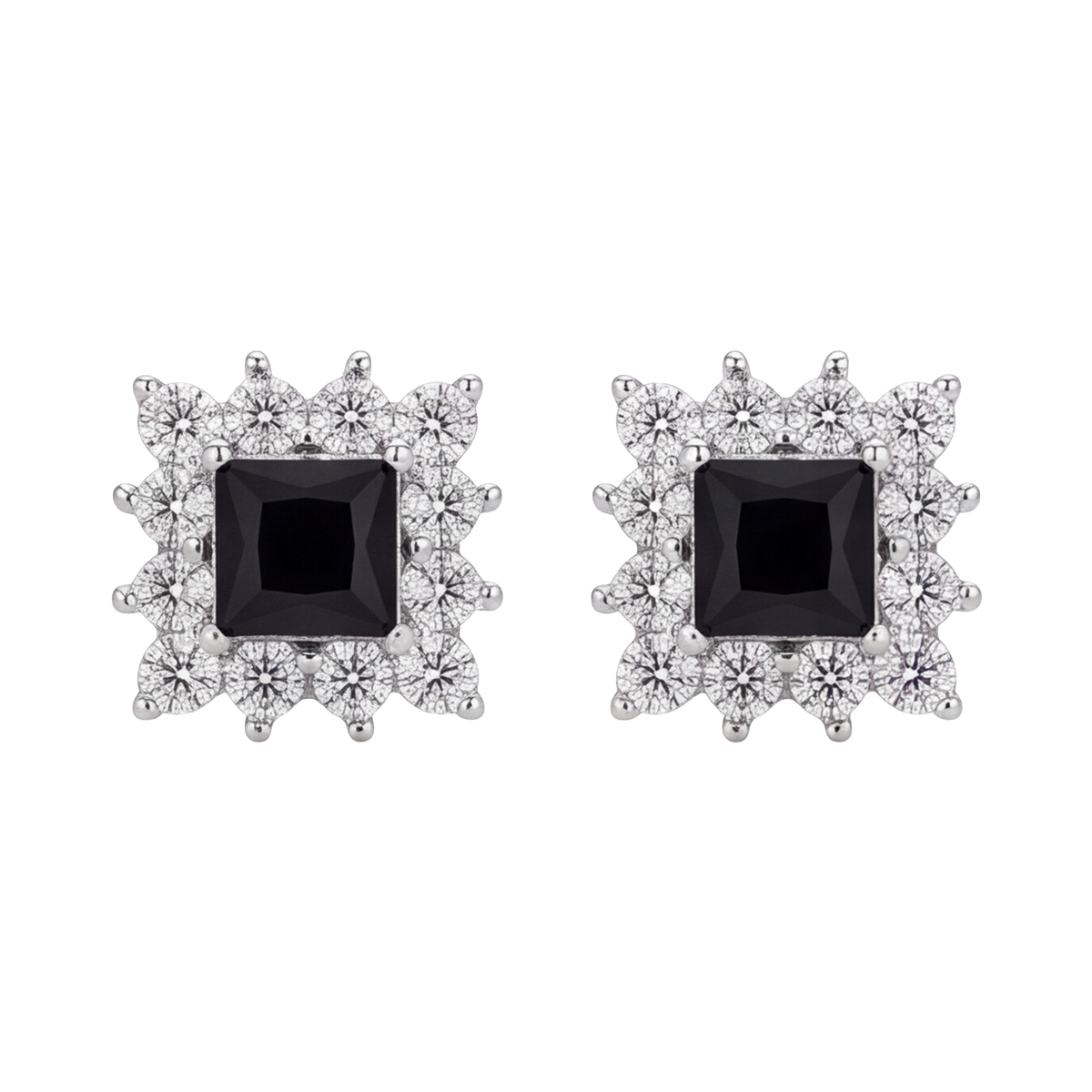 18K Gold Plated Square Black Diamond Earring 163