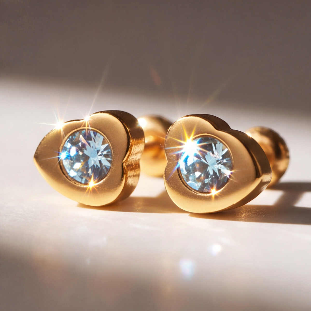 18K Gold Plated Golden Heart Earring 173