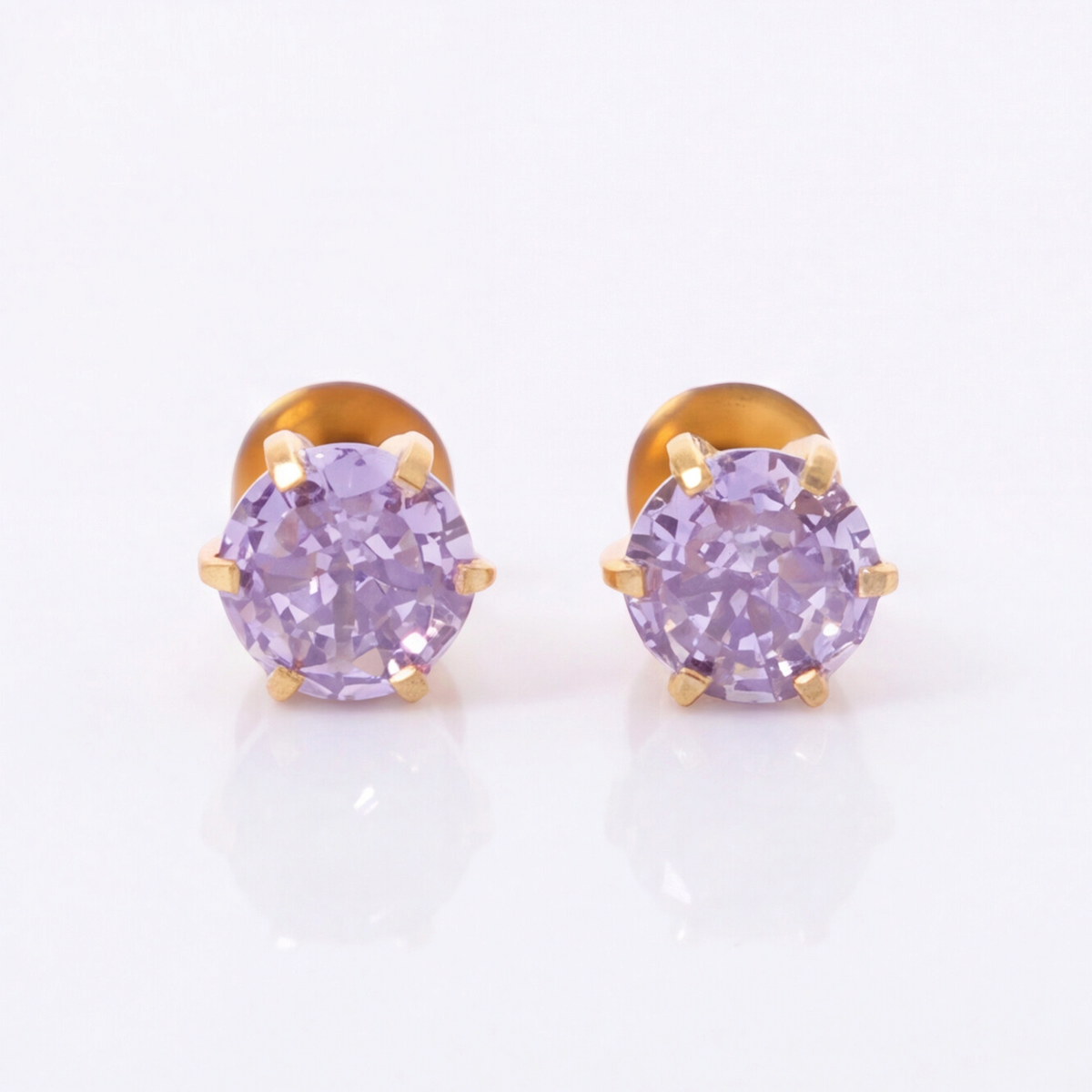Gold Plated 5mm CZ Lavender Earring 183