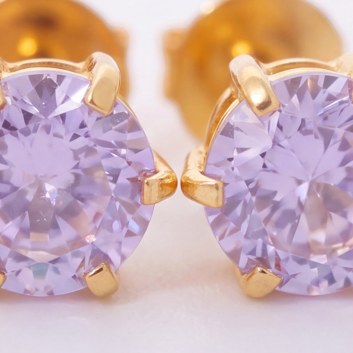 Gold Plated 5mm CZ Lavender Earring 183