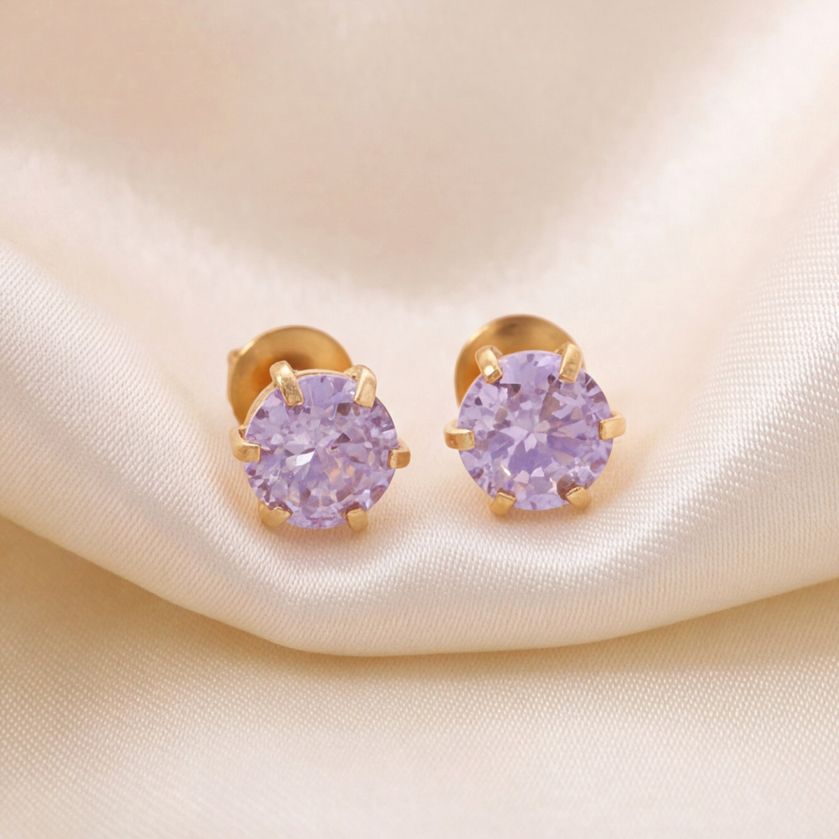 Gold Plated 5mm CZ Lavender Earring 183