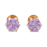 Gold Plated 5mm CZ Lavender Earring 183