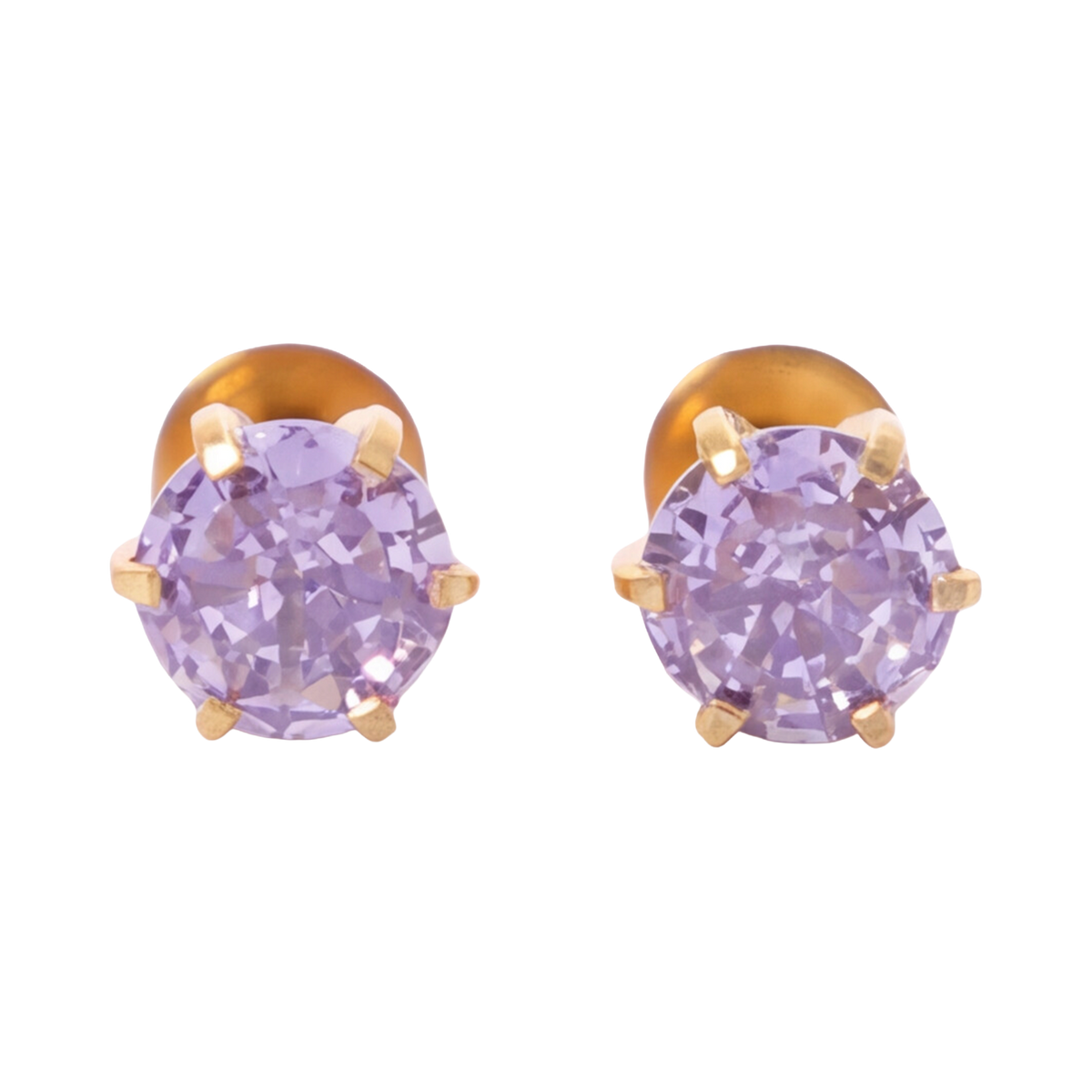 Gold Plated 5mm CZ Lavender Earring 183