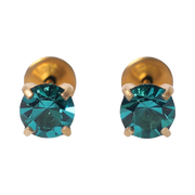 Gold Plated 4mm Crystal December Blue Zircon Earring 186