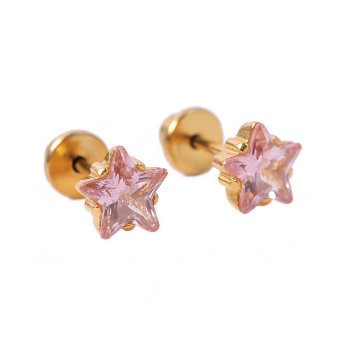 Gold Plated 5mm CZ Pink Earring 192