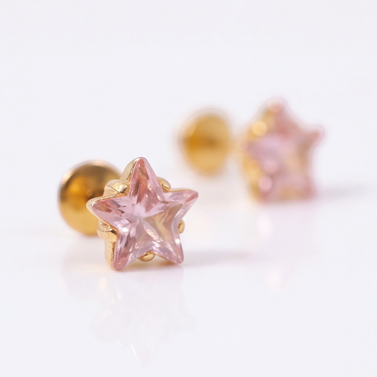 Gold Plated 5mm CZ Pink Earring 192