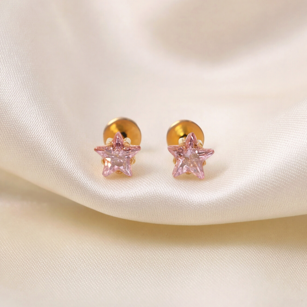 Gold Plated 5mm CZ Pink Earring 192