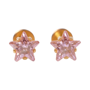 Gold Plated 5mm CZ Pink Earring 192