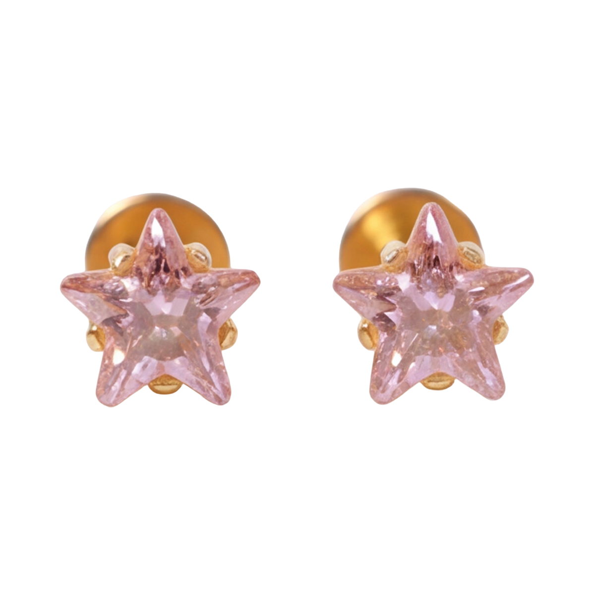 Gold Plated 5mm CZ Pink Earring 192