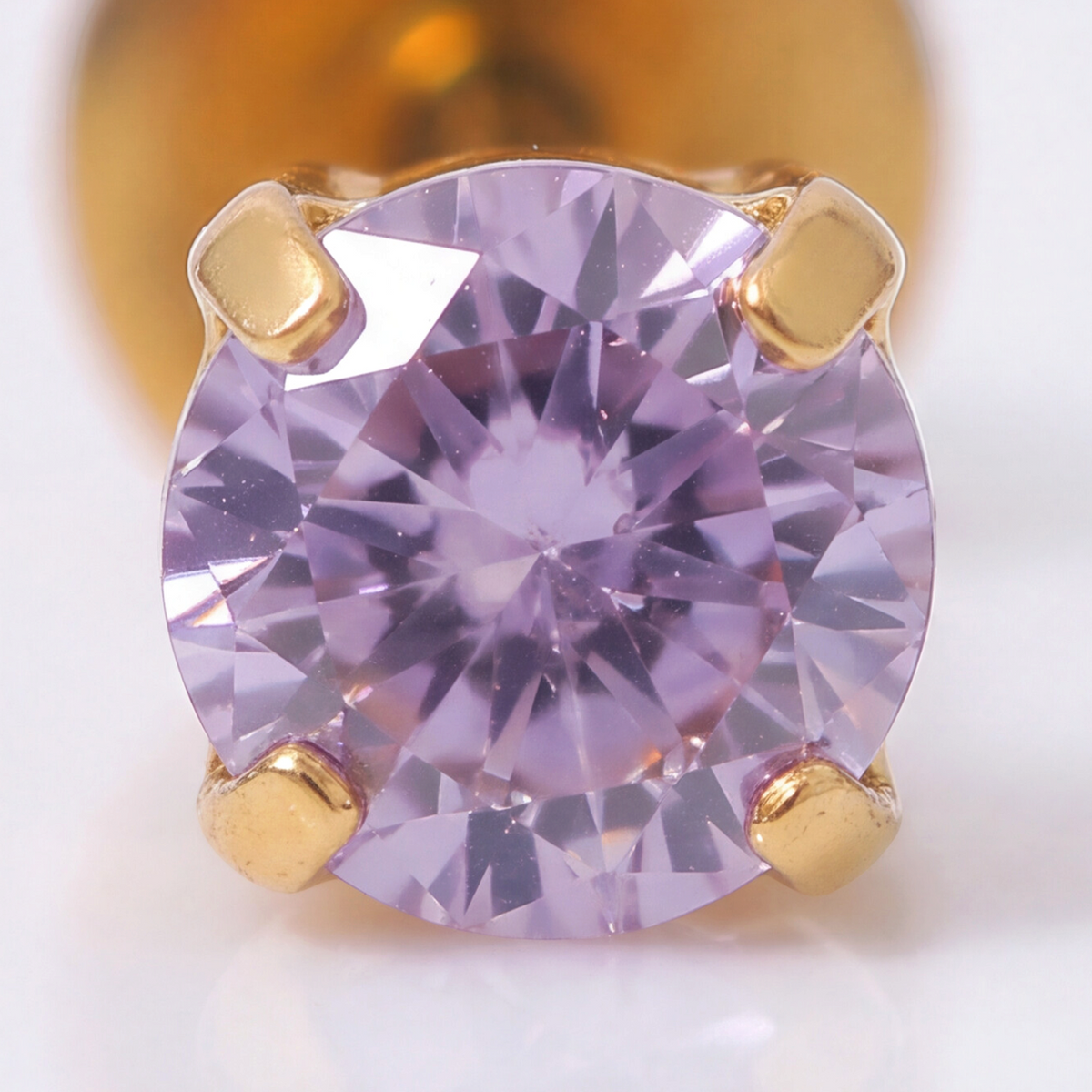 Gold Plated 3mm CZ Lavender Earring 194