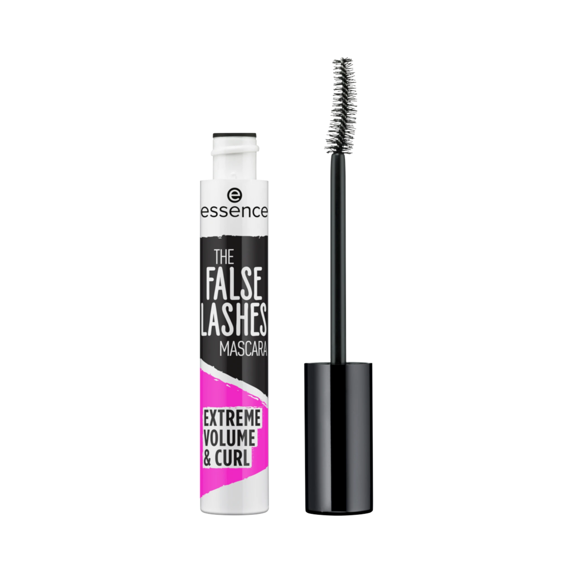 The False Lashes Mascara with curved fiber brush for extreme volume and curled lashes in black tube