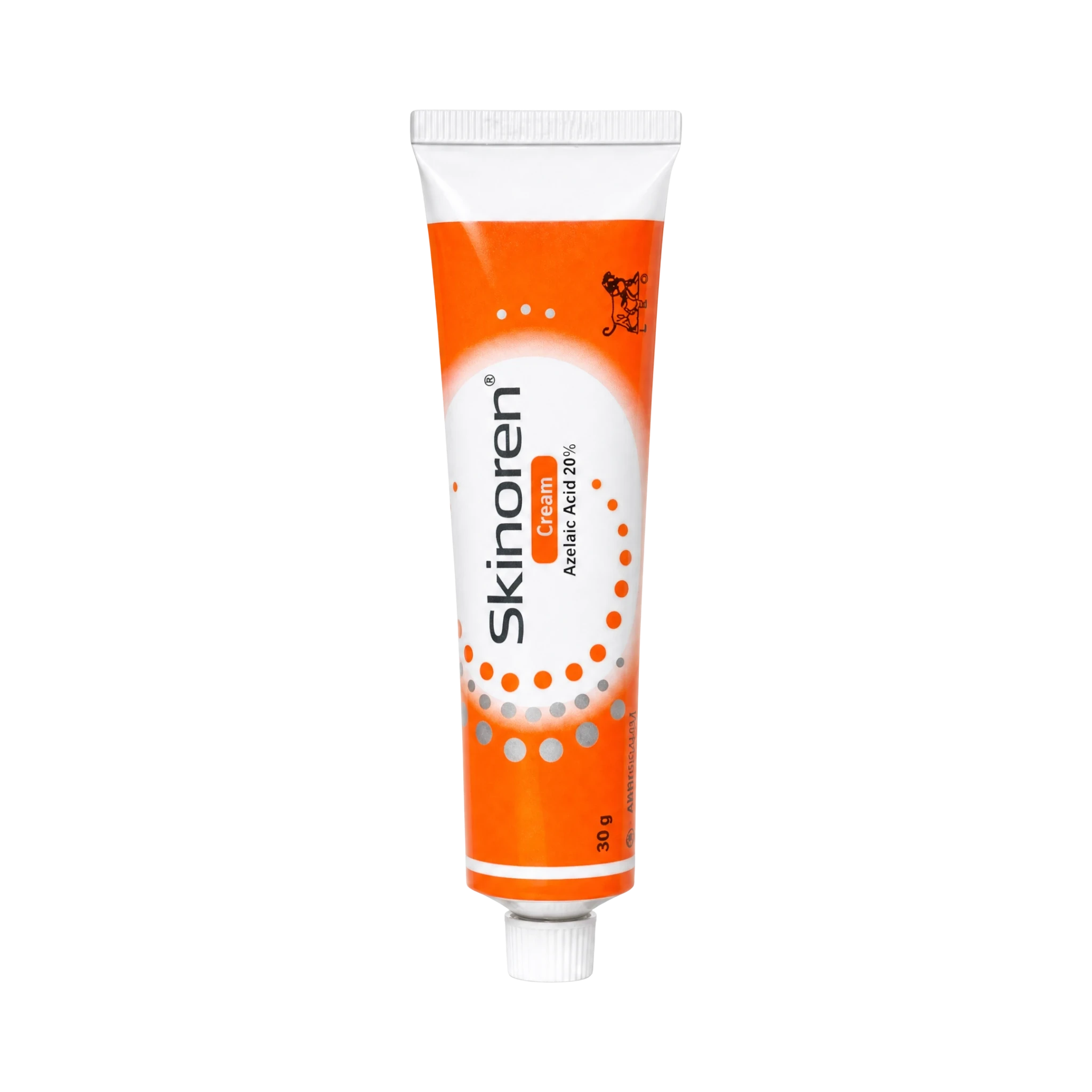 ModaBodyShop Skinoren 20% Azelaic Acid anti-acne cream in a 30g orange and white tube for skincare treatment.