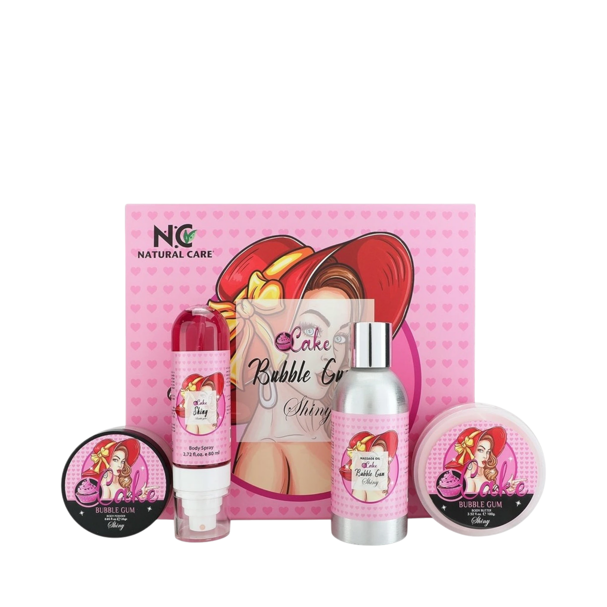 Skin Care Set-Natural Care-Shiny Bubble Gum Bath & Body Gift Set-F