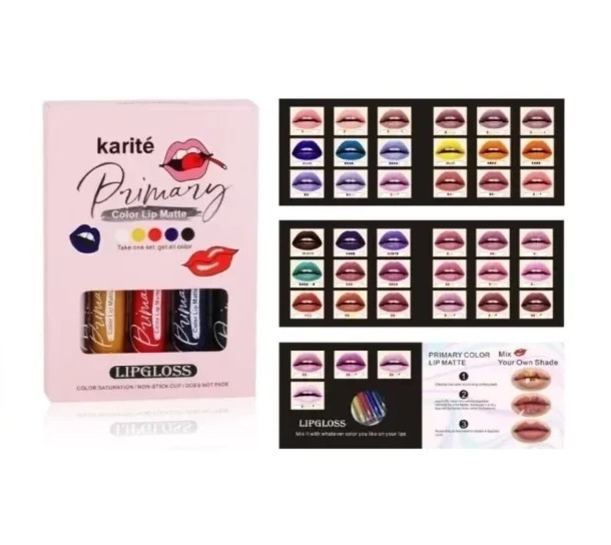 Lip Gloss-Karite-Primary Colors Matte Lip Gloss Set-F