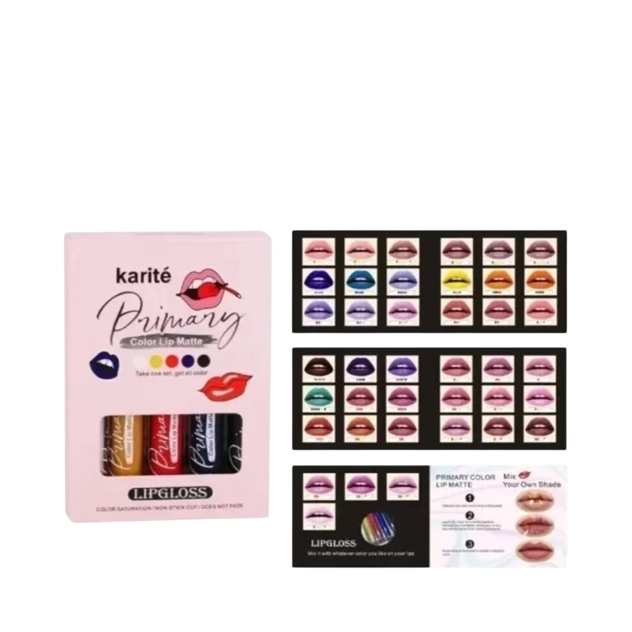 Lip Gloss-Karite-Primary Colors Matte Lip Gloss Set-F